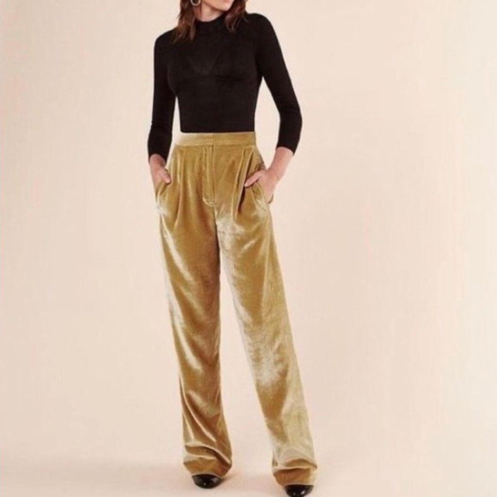 Reformation Yellow Velvet Pants